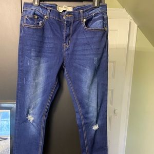 Distressed Blue Jeans